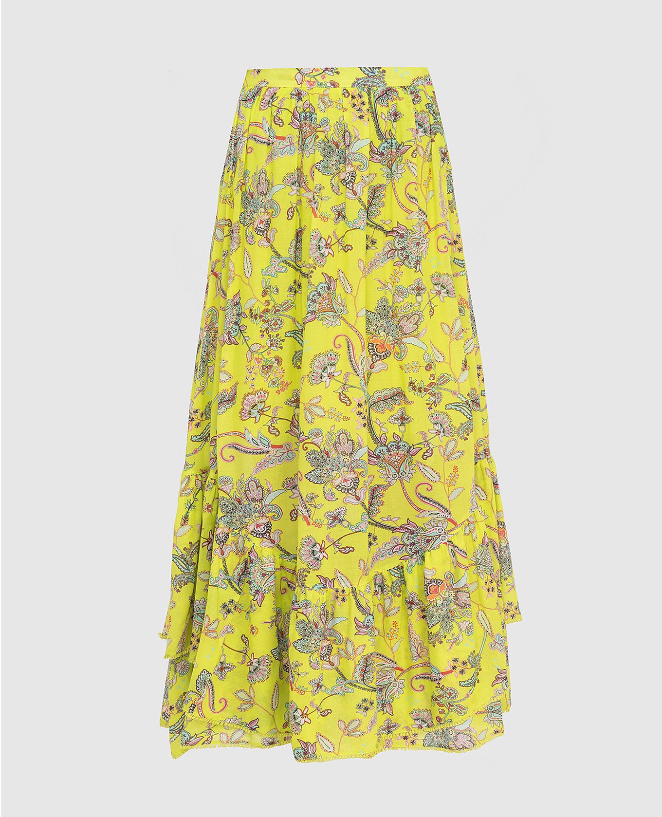 Желтая юбка макси в цветочный принт