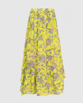 Twinset Желтая юбка макси в цветочный принт 211TT2564