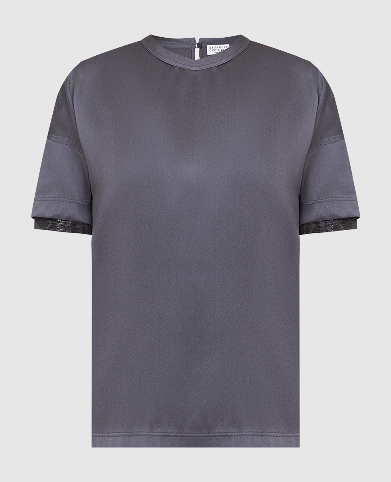 Темно-серая шелковая футболка с цепочками