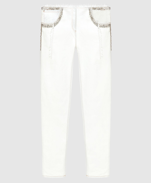Roberto Cavalli Білі джинси з кристалами CKJ211