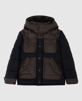 Stefano Ricci Детская куртка из шерсти с кожаными вставками YAJ6400050SOL001