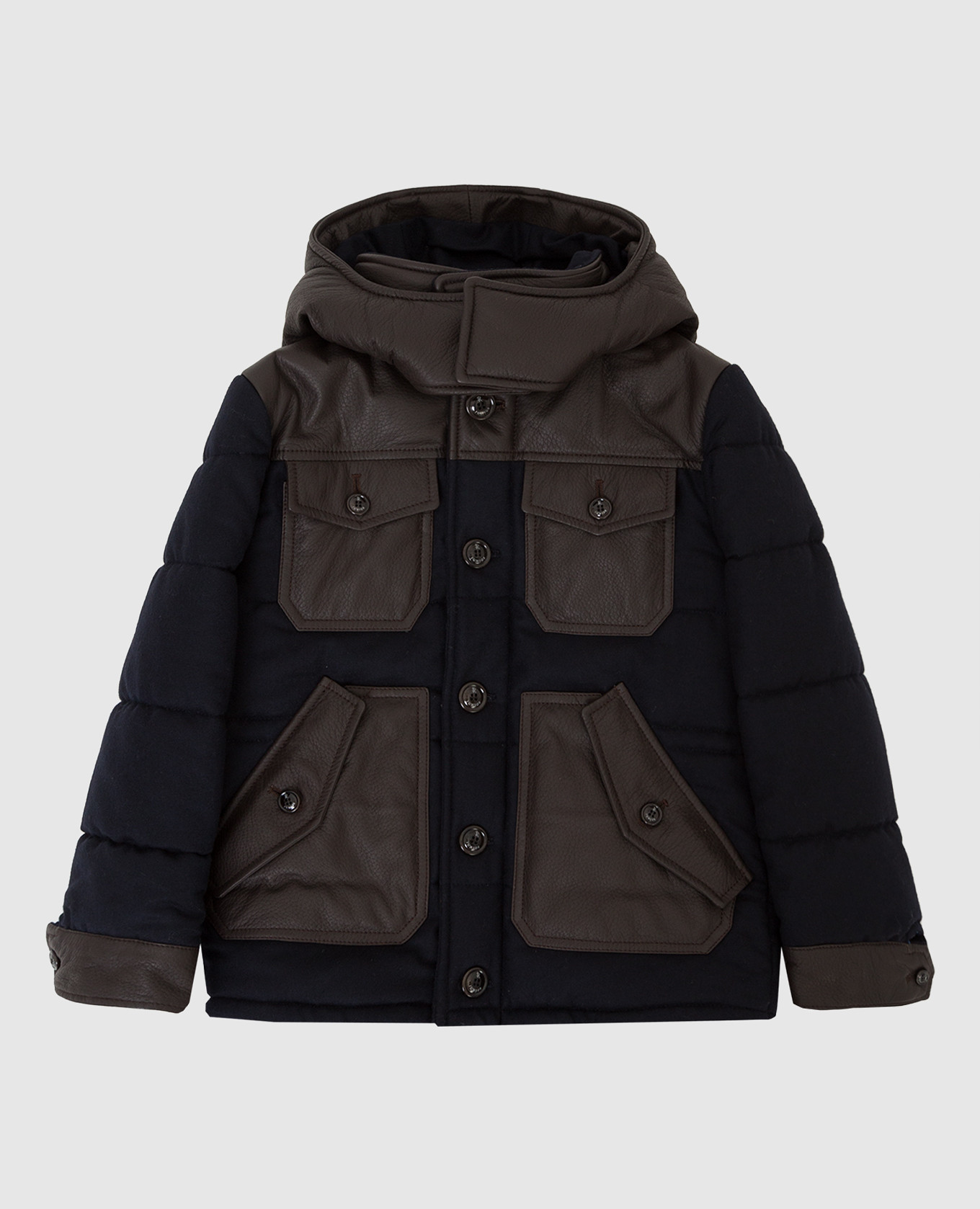 Children's wool jacket with leather inserts