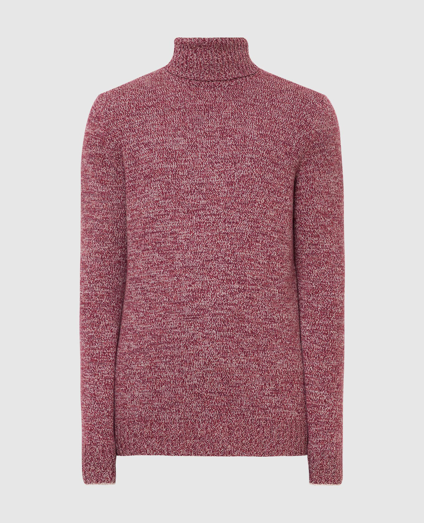 Бордовый меланжевый свитер из  шерсти, кашемира и шелка