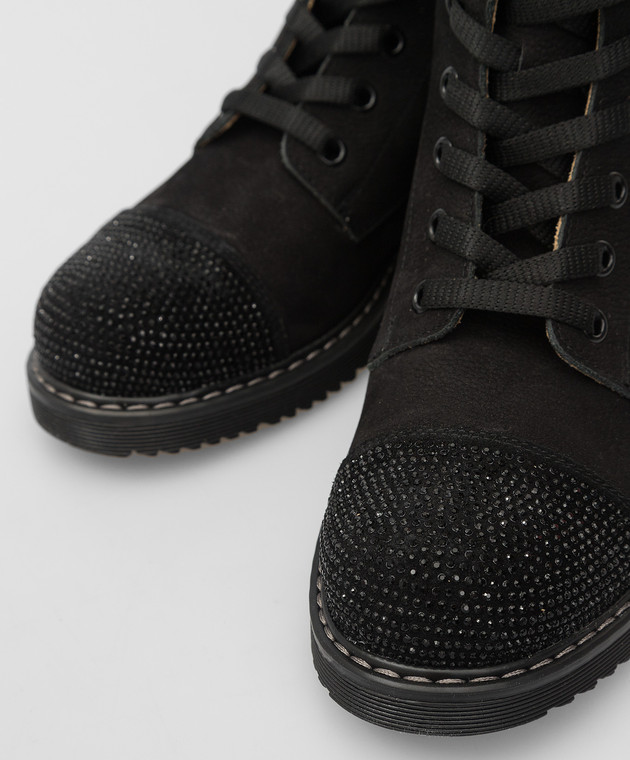Zecchino D'oro Дитячі чорні шкіряні черевики з кристалами M1676092729 зображення 4
