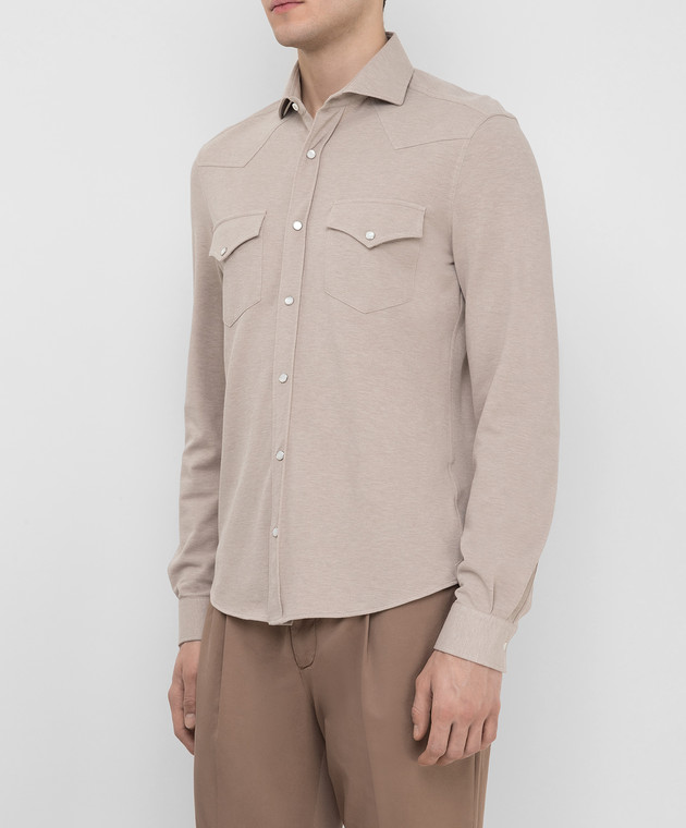 Brunello Cucinelli Бежевая рубашка M0T636666 изображение 3