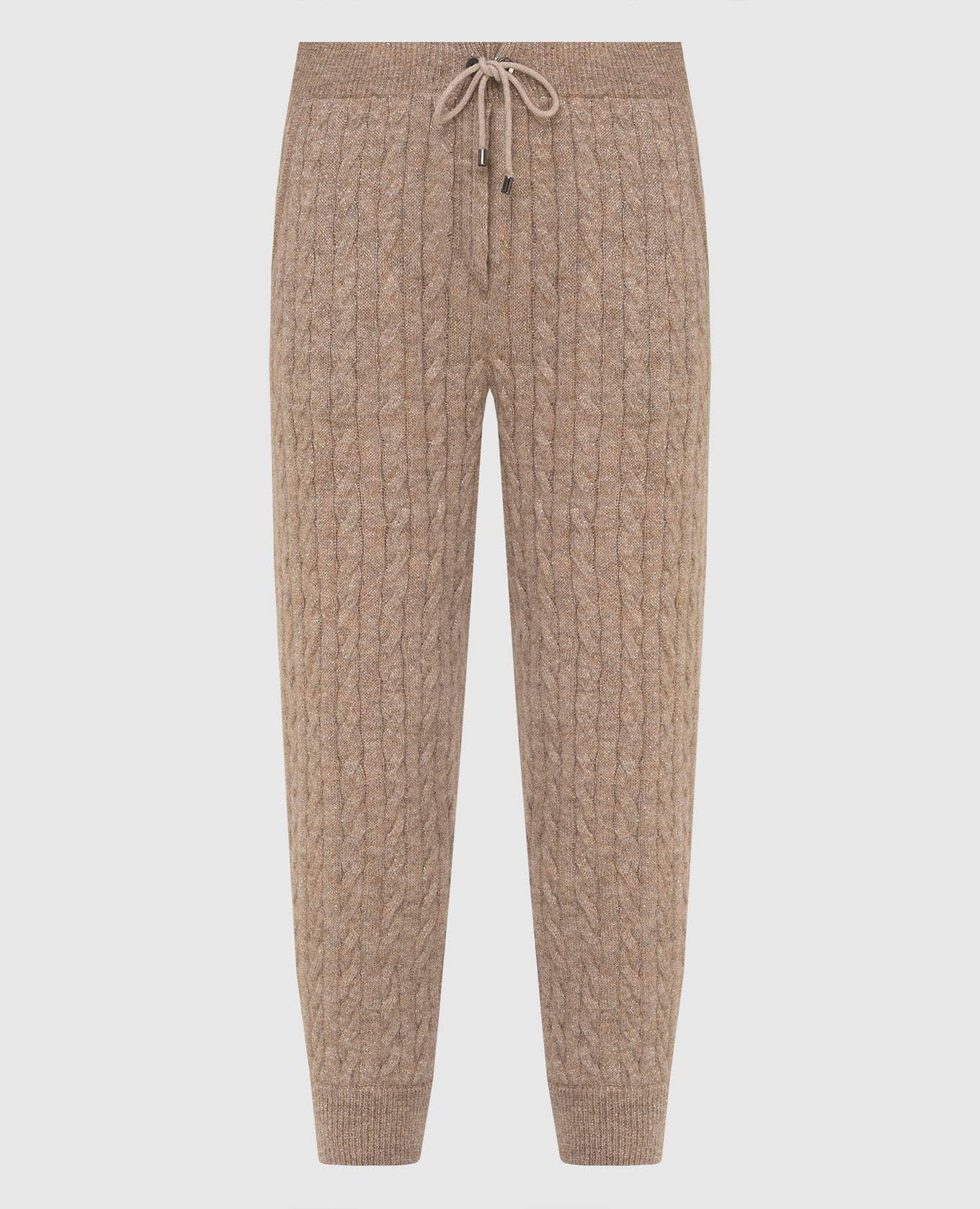 Beige trousers with lurex and textured pattern
