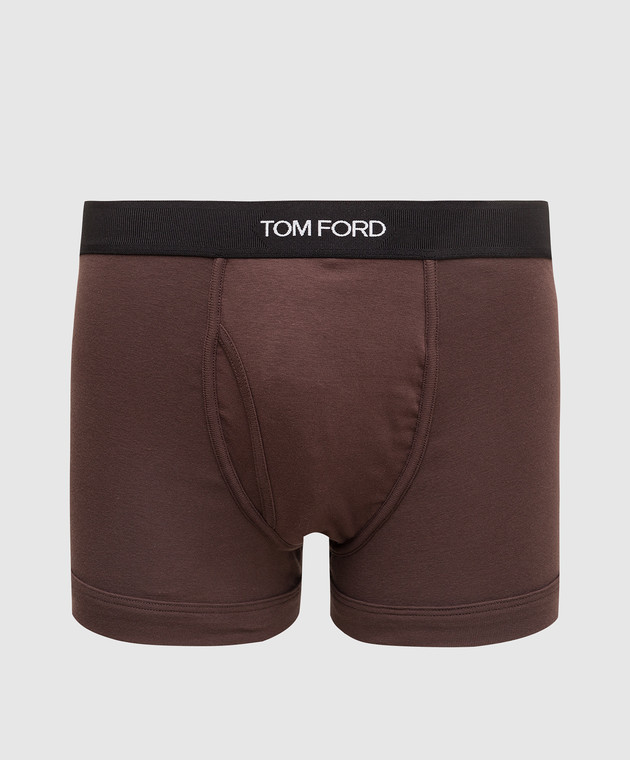 Tom Ford Темно-коричневые трусы-боксеры с логотипом T4LC31040