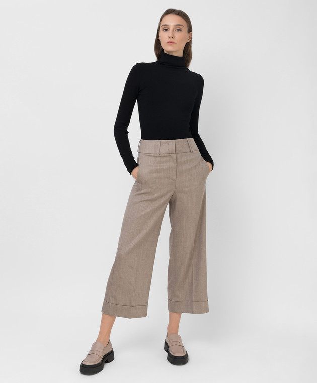 Peserico Patterned Beige Wool Culottes P0482305828 image 2