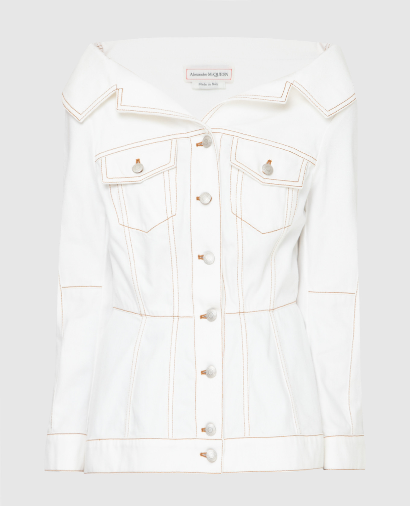 

Белая джинсовая куртка Alexander McQueen, Белый, Куртки