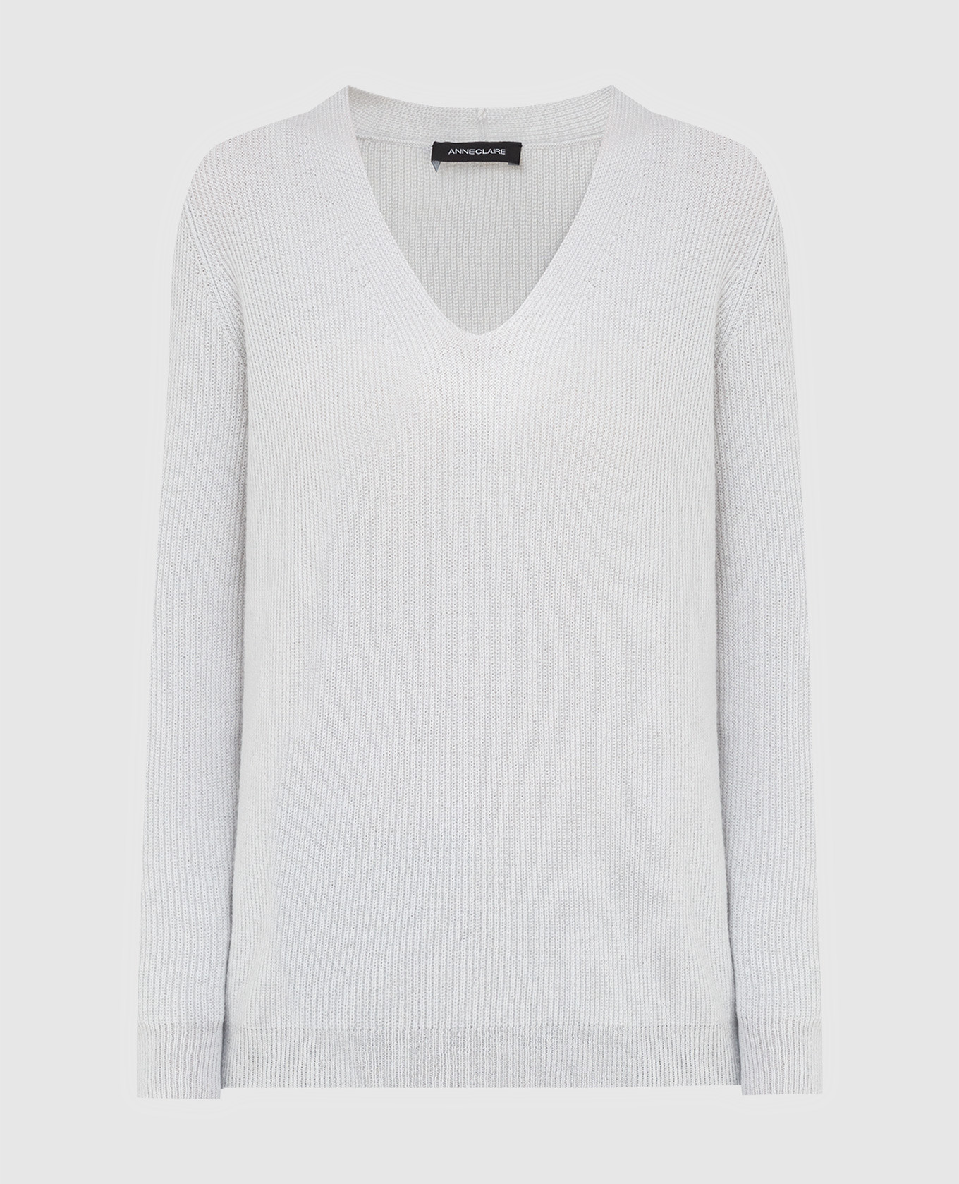 Light gray wool, silk and cashmere pullover