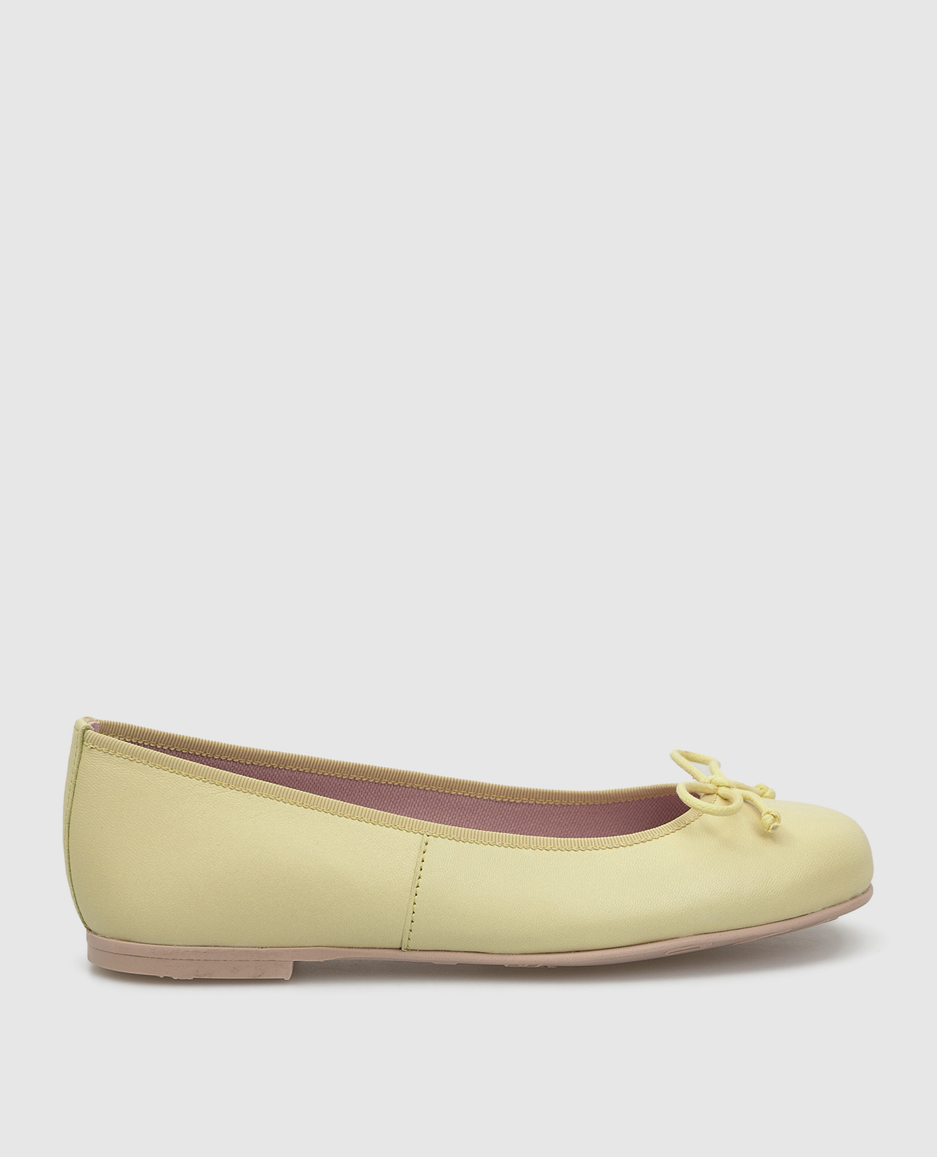 Hermione children's yellow leather ballet flats with a bow