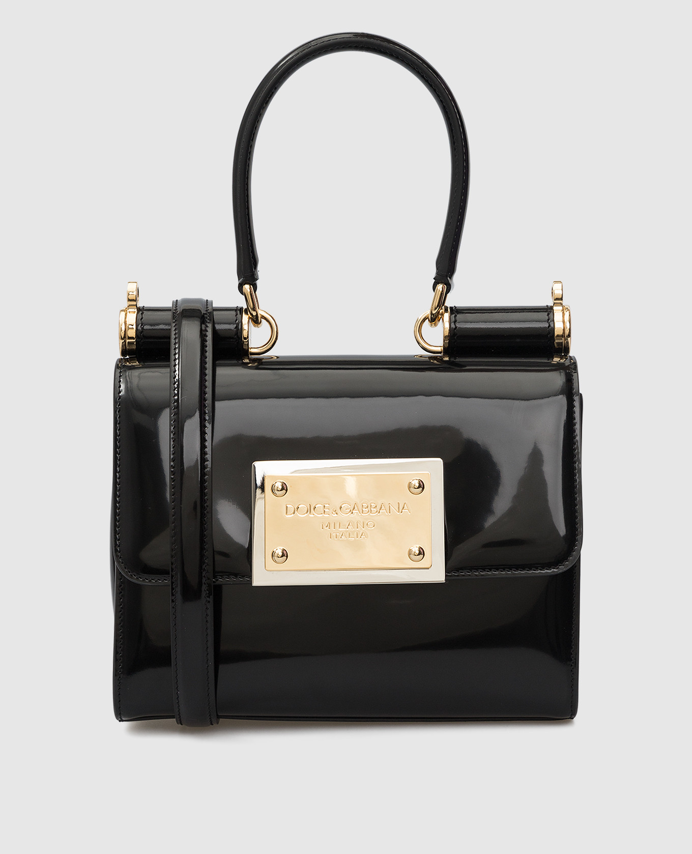 

Черная кожаная сумка с пластиной логотипа, Черный, Сумки через плечо