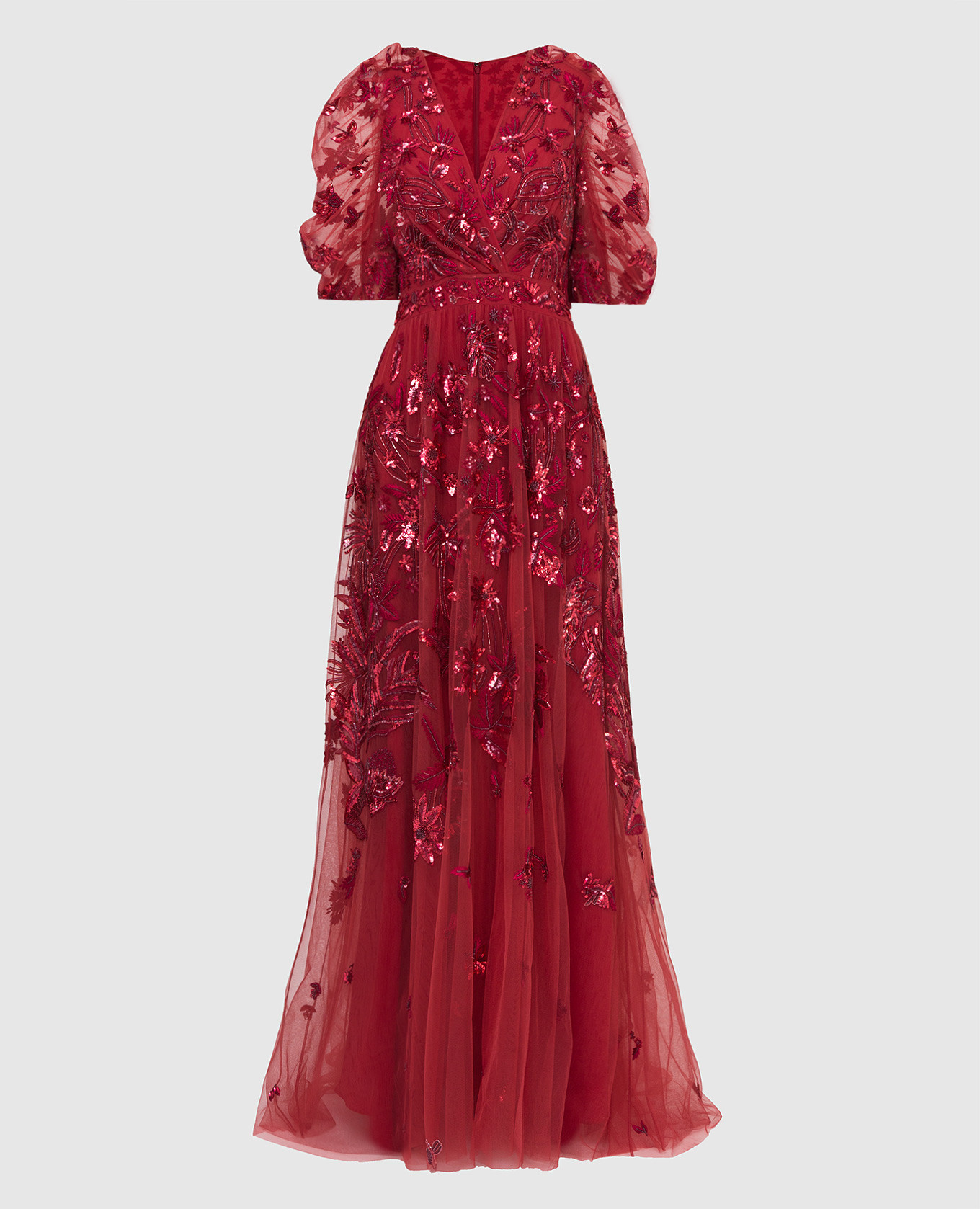 

Платье с вышивкой бисером и пайетками, Красный, Платья в пол