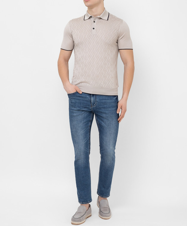 Bertolo Cashmere Светло-бежевое поло из шелка 902113001971 изображение 2