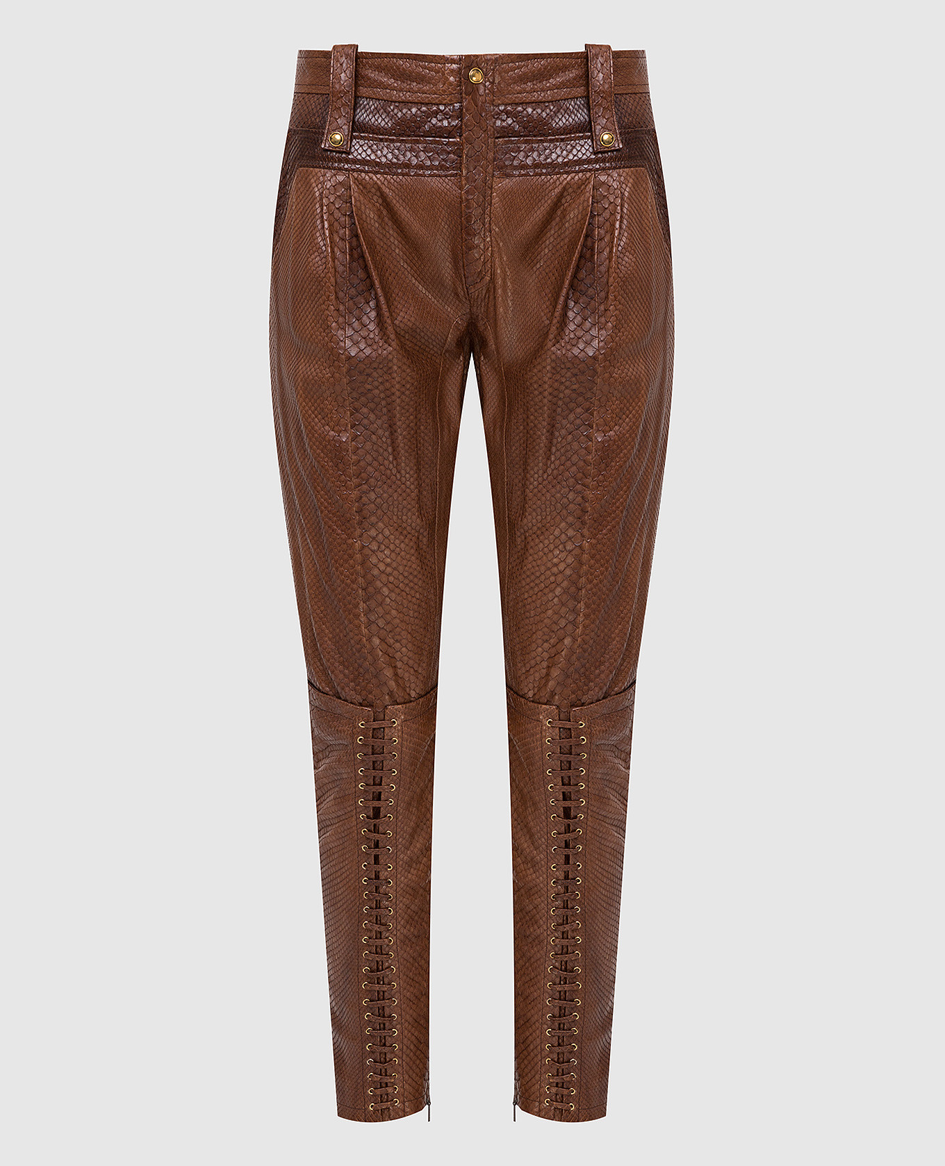 Brown python skin trousers