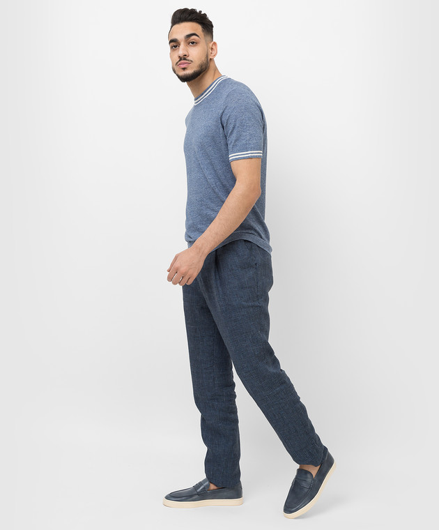 Brunello Cucinelli Синяя льняная футболка M2L18300 изображение 2