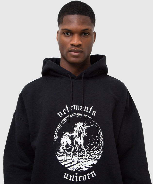 Vetements Черное худи с принтом Unicorn UE52TR430Bm изображение 5