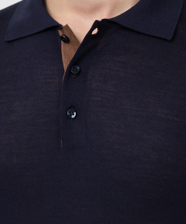 Enrico Mandelli Темно-синє поло з вовни A3V73548295860 зображення 5