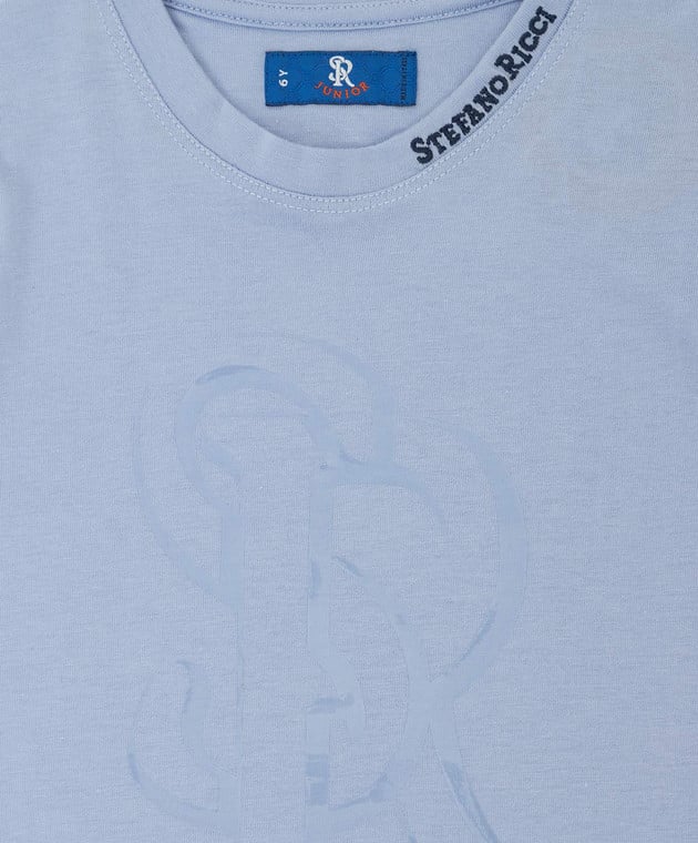 Stefano Ricci Детская голубая футболка с эмблемой YNH9200200803 изображение 3