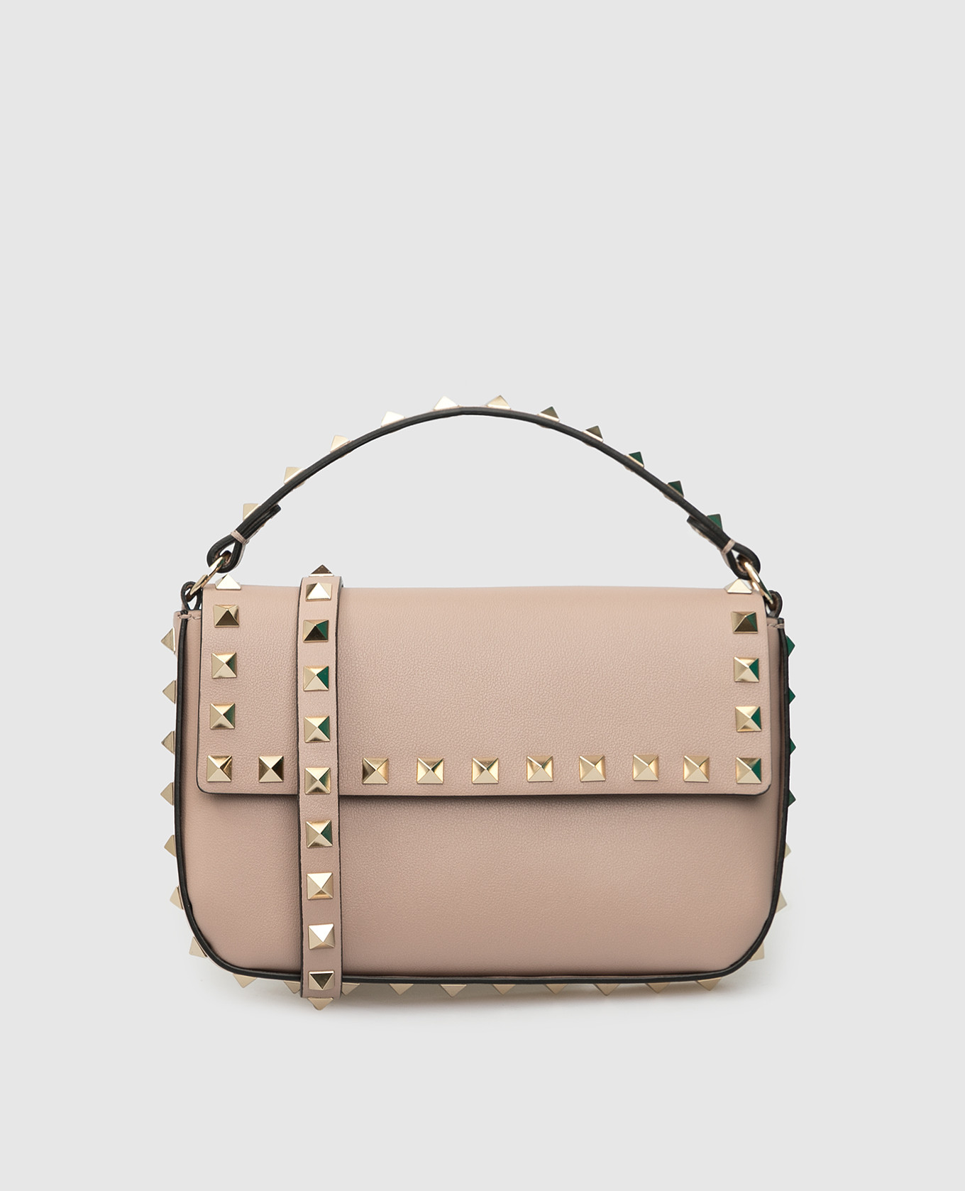 

Темно-бежевая кожаная сумка Rockstud Valentino, Бежевый, Сумки