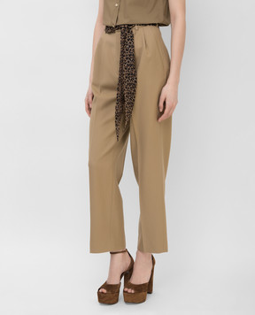 Saint Laurent Брюки из шерсти с шелковым поясом 648142Y7B73