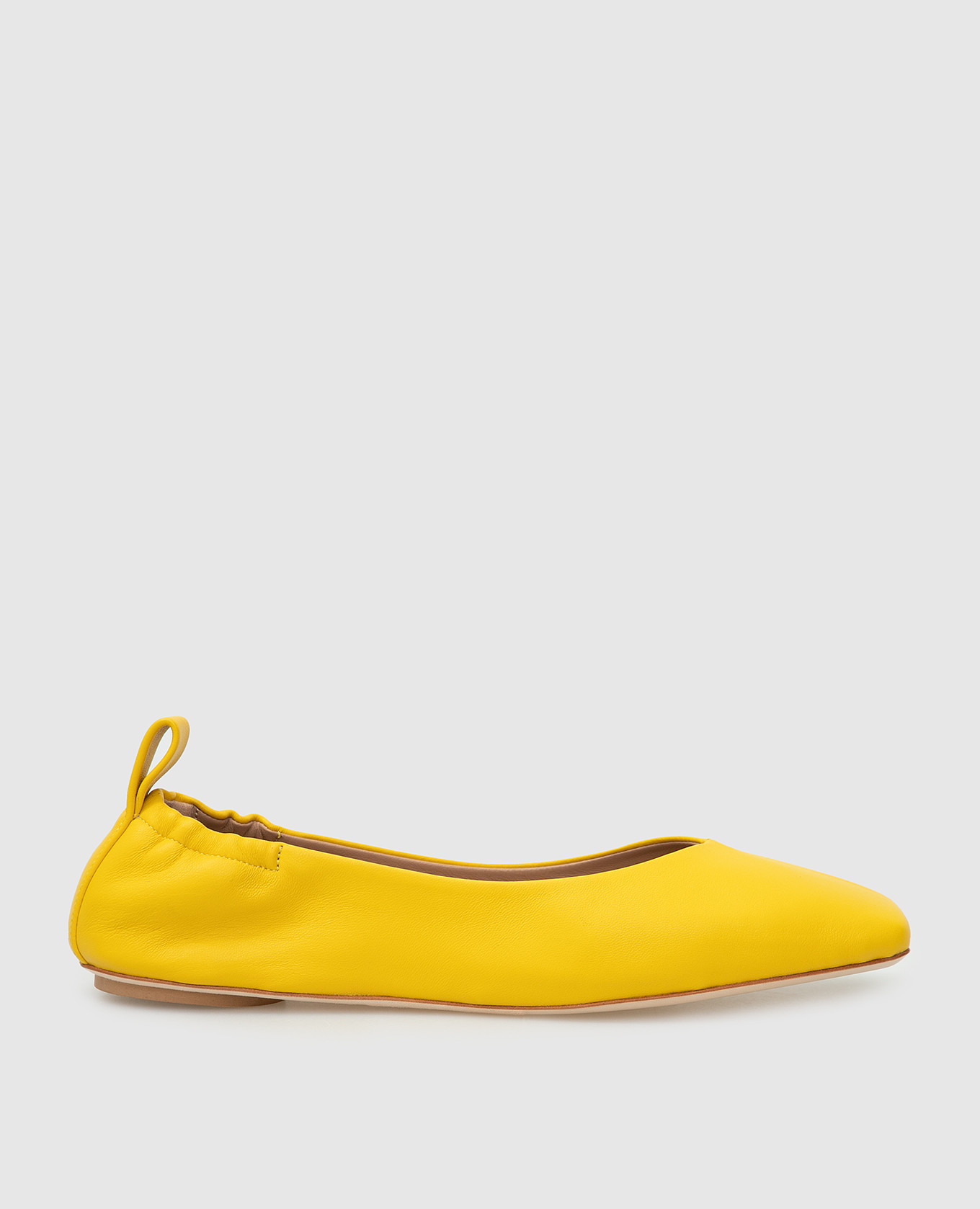 Желтые кожаные балетки с квадратным носком Max & Co