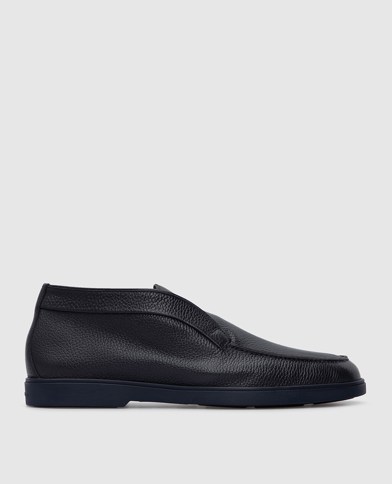 

Темно-синие кожаные слиперы на меху Santoni, Тёмно-синий, Слиперы