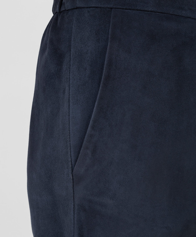 Max Mara Темно-синие замшевые брюки FINITO изображение 5