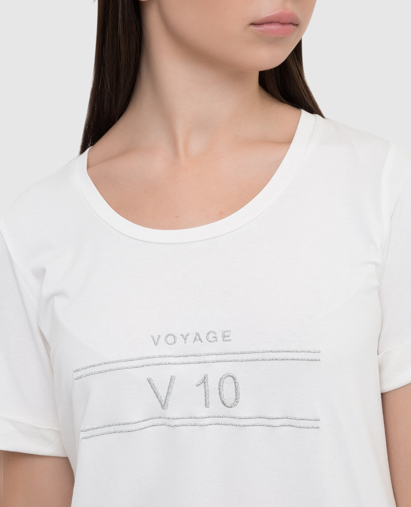 Marina Rinaldi Белая футболка Velo с вышивкой VELO изображение 5