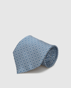 Stefano Ricci Синий шелковый галстук в узор CH37041