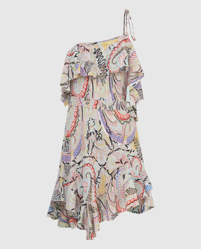 Etro Шелковое платье на одно плечо с оборками D193034384