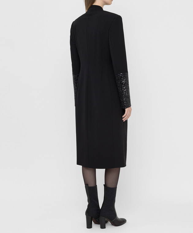 Brunello Cucinelli Черное платье из шерсти MB526A4693 изображение 4