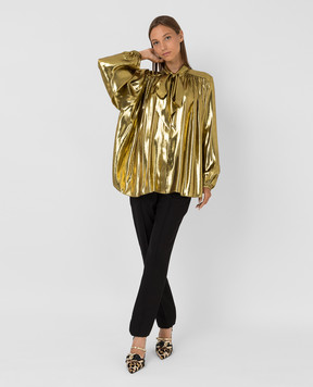 ALEXANDRE VAUTHIER Золотиста блуза з шовком з люрексом 213SH13501467