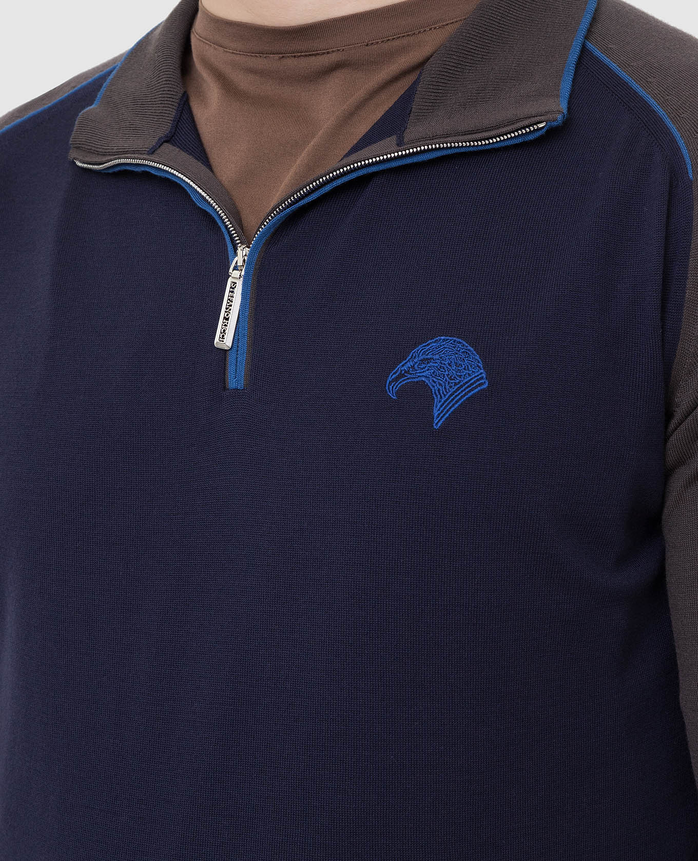 Stefano Ricci Темно-синий джемпер из шерсти с вышивкой K303019L01F21446 изображение 5