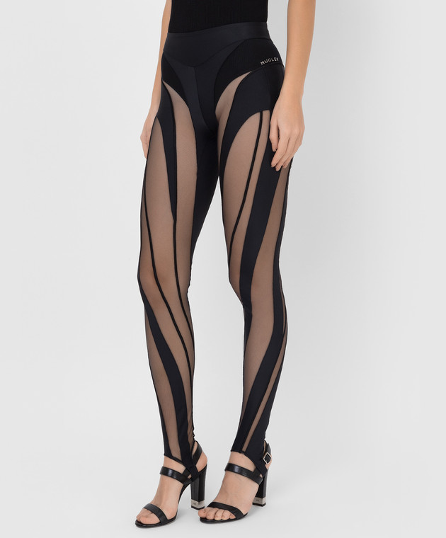 Thierry Mugler - Leggings with mesh inserts and cuffs