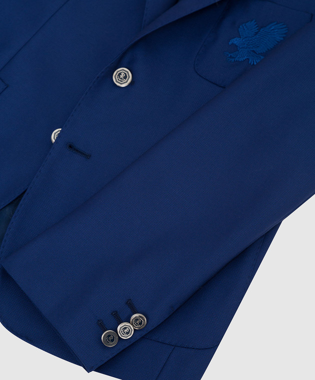 Stefano Ricci Детский синий пиджак из шерсти с вышивкой Y1RF376R00HC3479 изображение 3