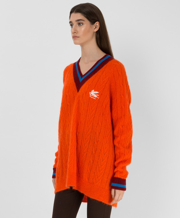 Etro Оранжевый пуловер с контрастными вставками D187369213 изображение 3