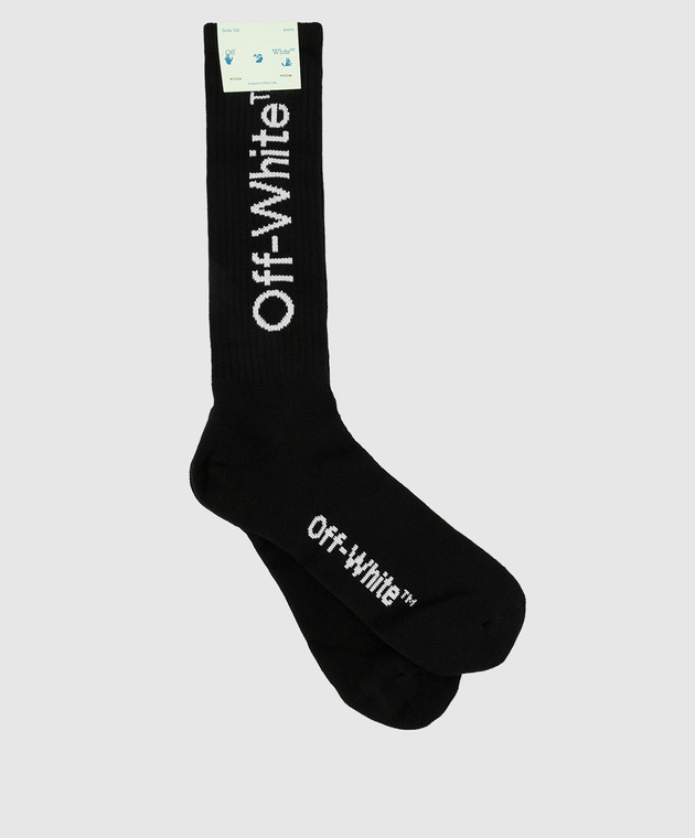 Off-White Черные носки с узором логотипа OMRA001F21KNI004