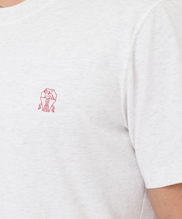 Brunello Cucinelli Светло-бежевая футболка с эмблемой M0T618440 изображение 5