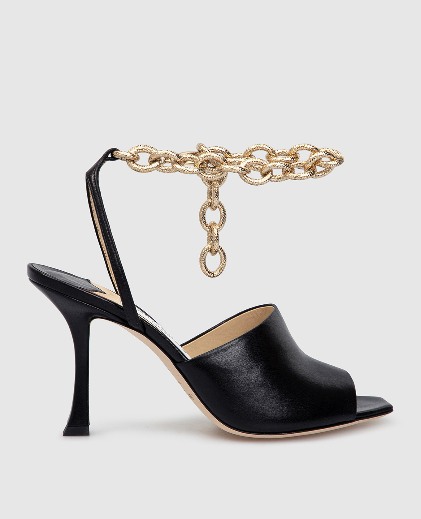 

Черные кожаные босоножки с кристаллами Jimmy Choo, Черный, Босоножки
