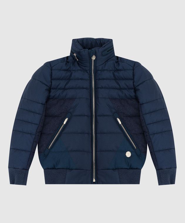 Stefano Ricci Детская темно-синяя куртка из шелка и кашемира YAJ740010O12059R