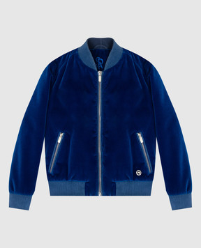 Stefano Ricci Детская синяя велюровая куртка с эмблемой YDJ7400020CT800