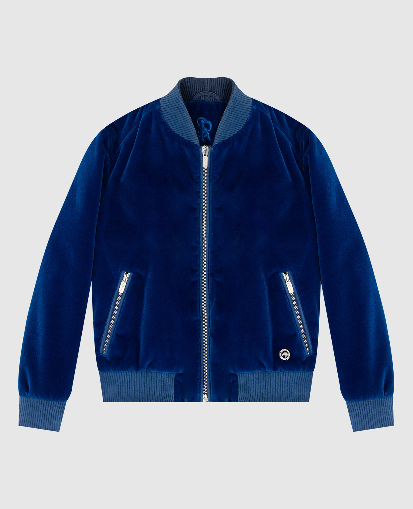 Children's blue velor jacket with emblem