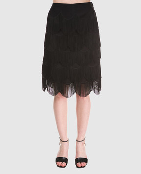Marc Jacobs Черная юбка из шелка с бахромой M4007189