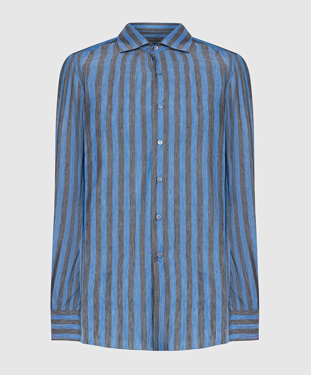 Stefano Ricci Синяя рубашка из льна и шелка MC002668S1951