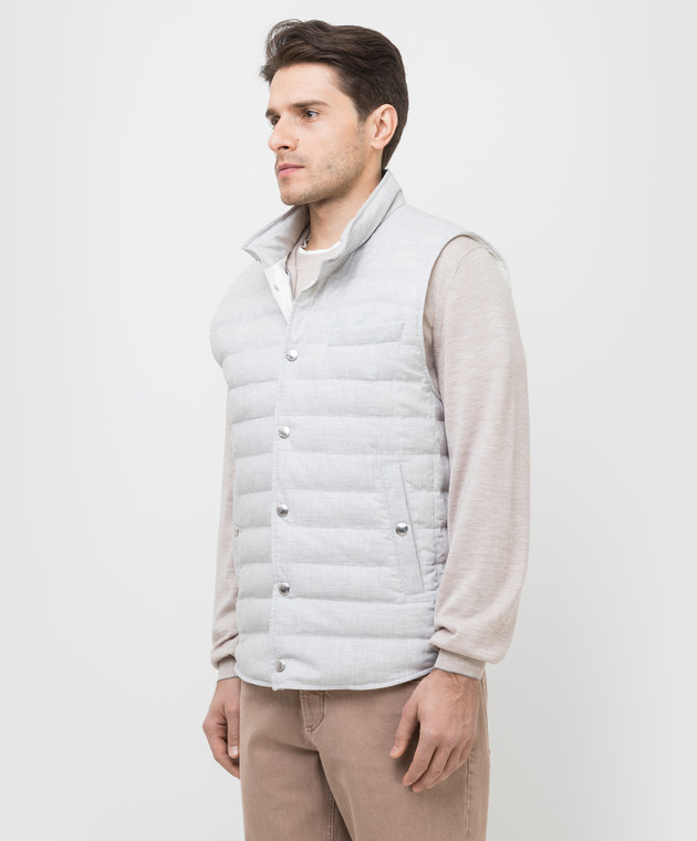 Brunello Cucinelli Светло-серый пуховый жилет M058C1711 изображение 3
