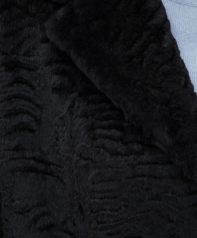 Giuliana Teso Черное пальто из меха кролика 94K9330A изображение 5