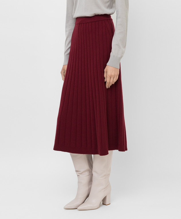 Loro Piana Светло-бордовая юбка миди из кашемира FAL7030 изображение 3