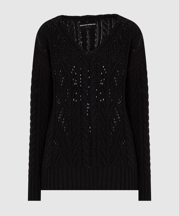 Ermanno Scervino Чорний пуловер з кристалами D395M303CTHSK