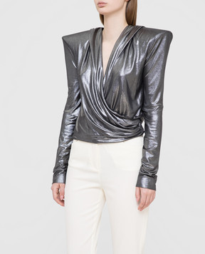 Balmain Срібляста блуза RF00629M060